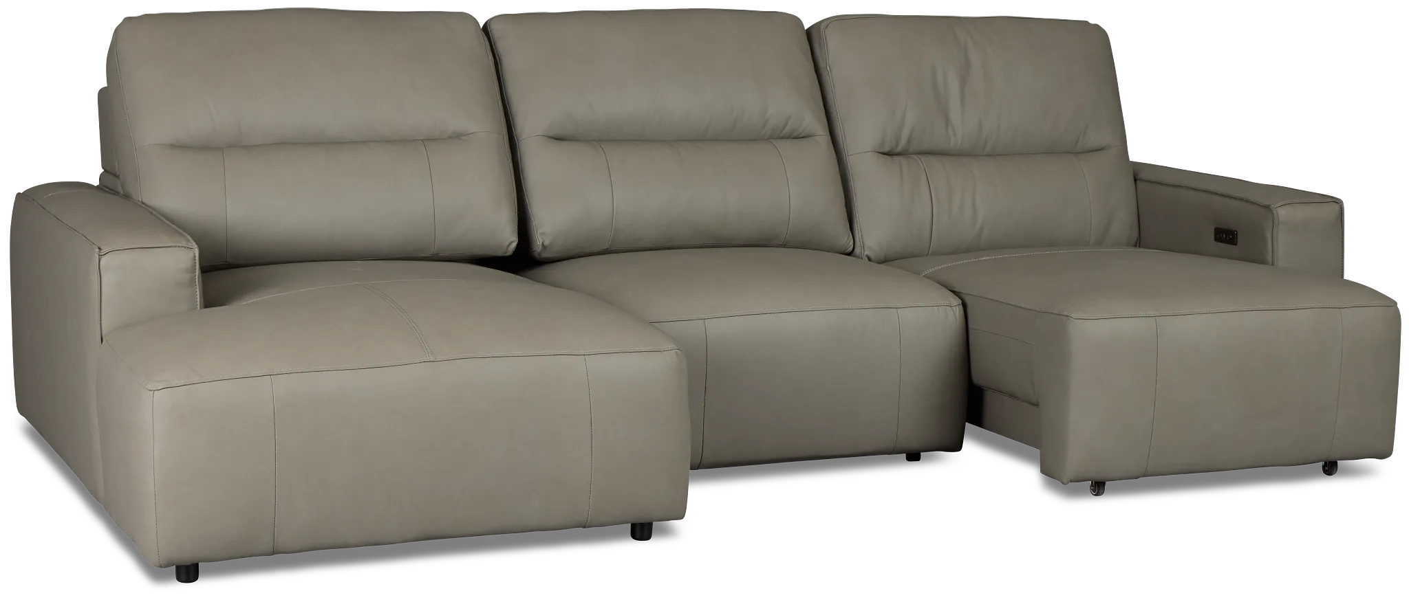 Rudy Gray Lthr/vinyl Left Power Extension Chaise Sectional