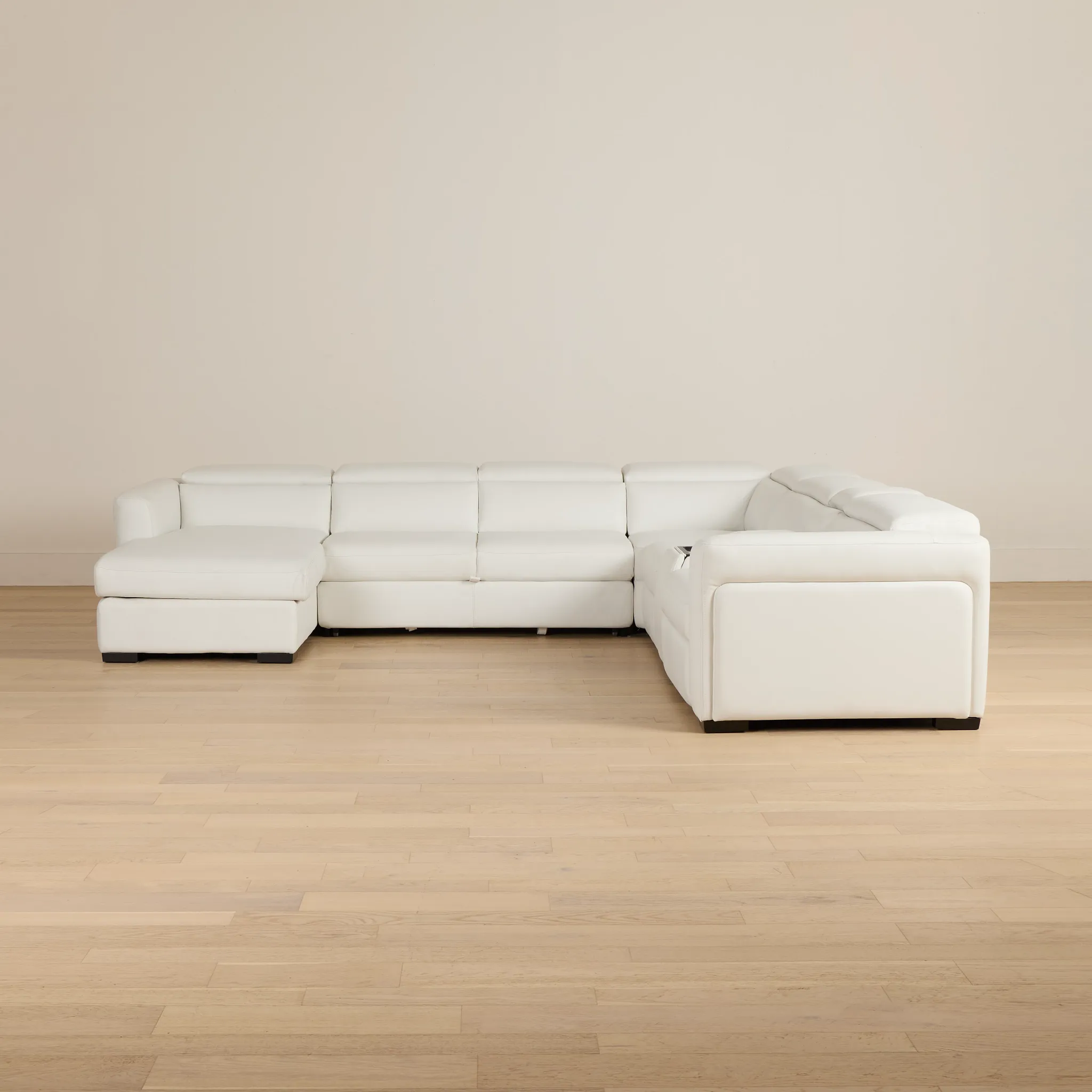 Melody White Storage Medium Left Power Reclining Chaise Sleeper Sect