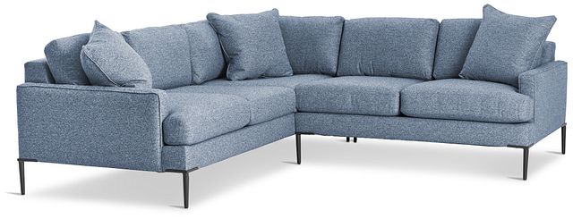 Morgan Blue Fabric Small Left 2-arm Sectional W/ Metal Legs (2)