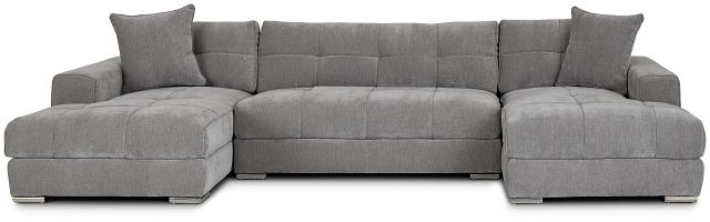 Brielle Light Gray Fabric Double Chaise Sectional