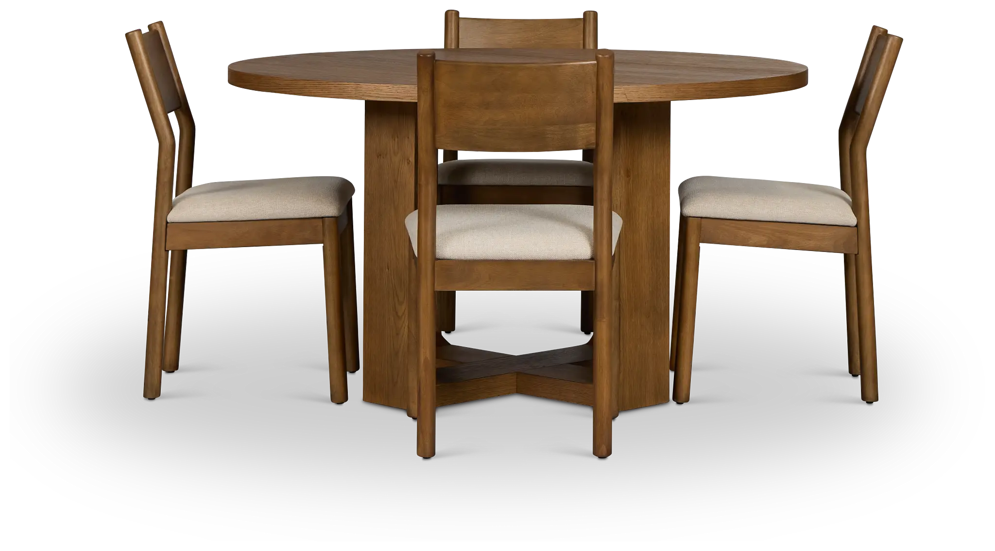 Rochester Mid Tone Round Table & 4 Upholstered Chairs Rochester Mid Tone Round Table & 4 Upholstered Chairs