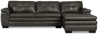 Braden Dark Gray Leather Left Chaise Sectional