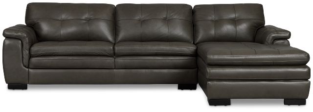 Braden Dark Gray Leather Left Chaise Sectional