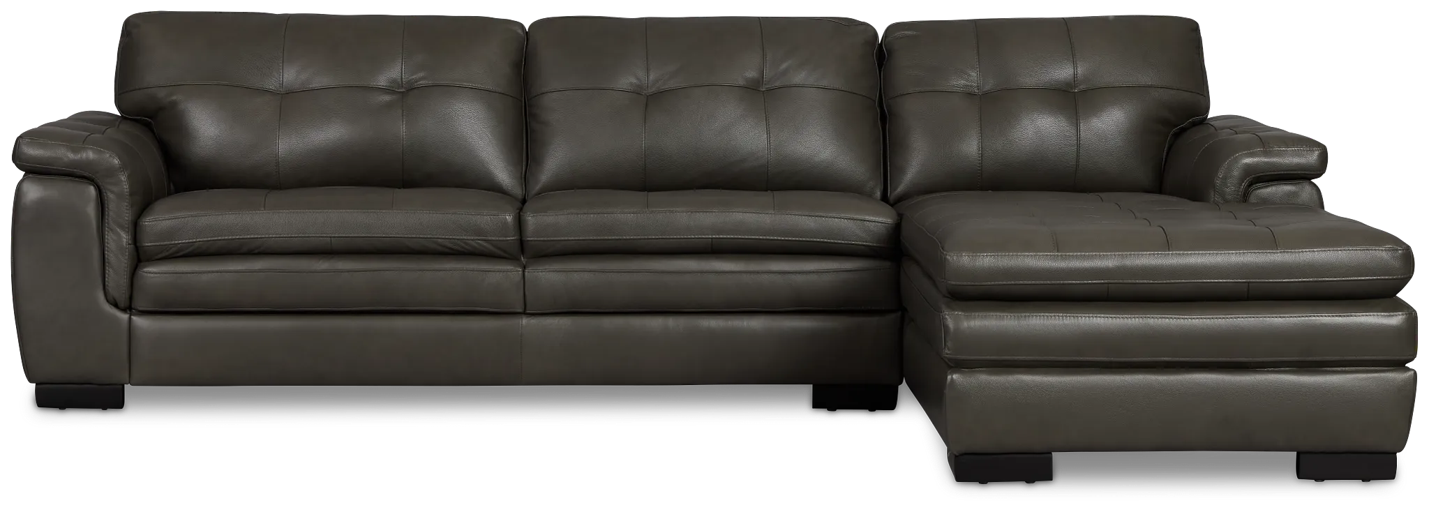 Braden Dark Gray Leather Left Chaise Sectional