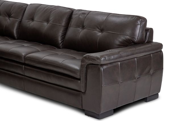 Braden Dark Brown Leather Medium Left Chaise Sectional