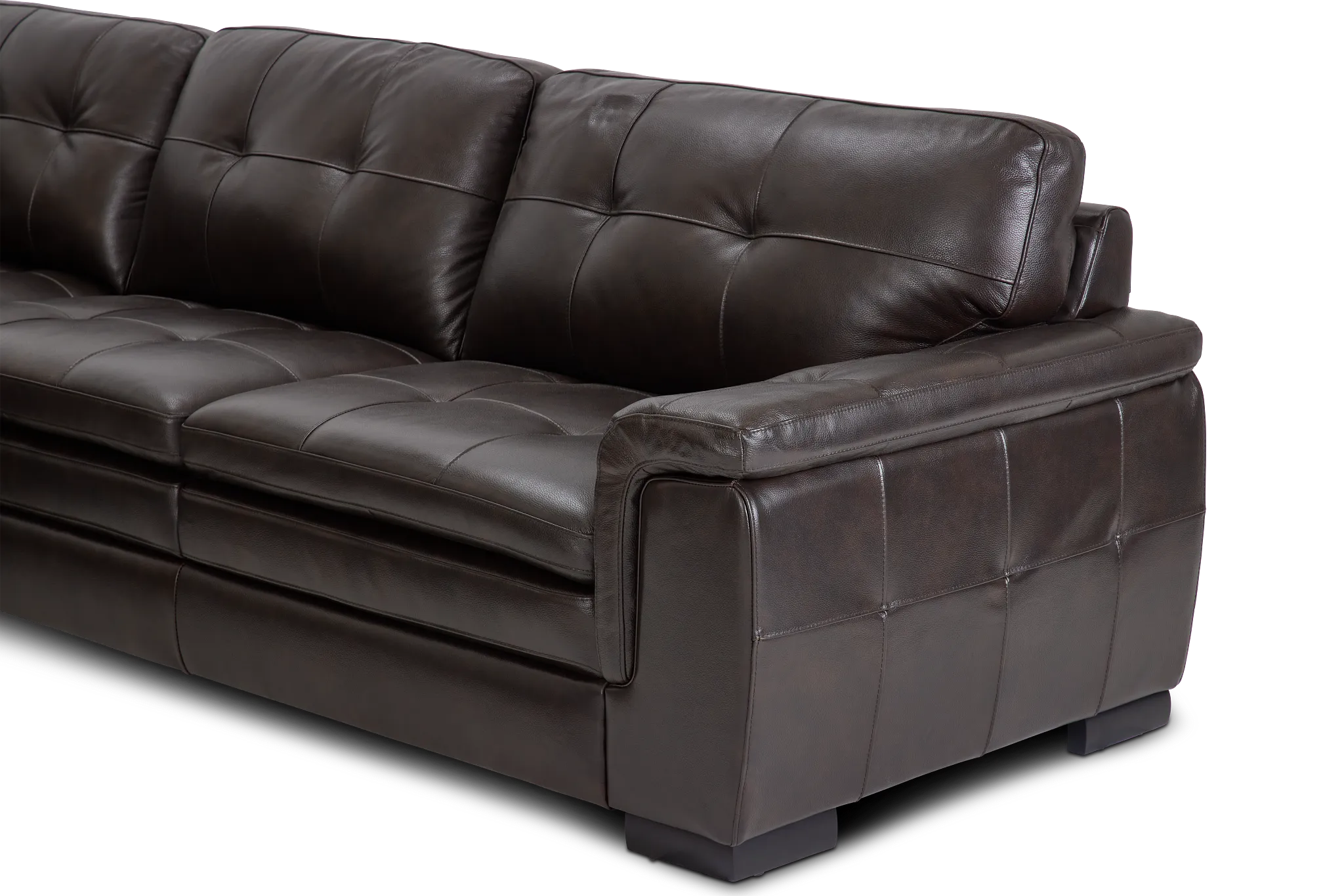 Braden Dark Brown Leather Medium Left Chaise Sectional