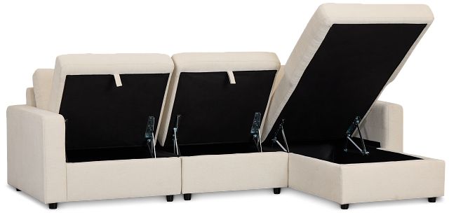 Addie Beige Fabric Right Chaise Storage Sectional