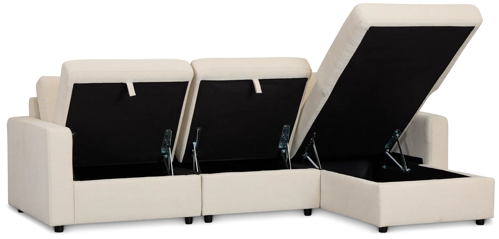 Addie Beige Fabric Right Chaise Storage Sectional