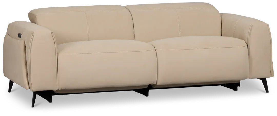 Reyna Beige Micro Power Reclining Loveseat
