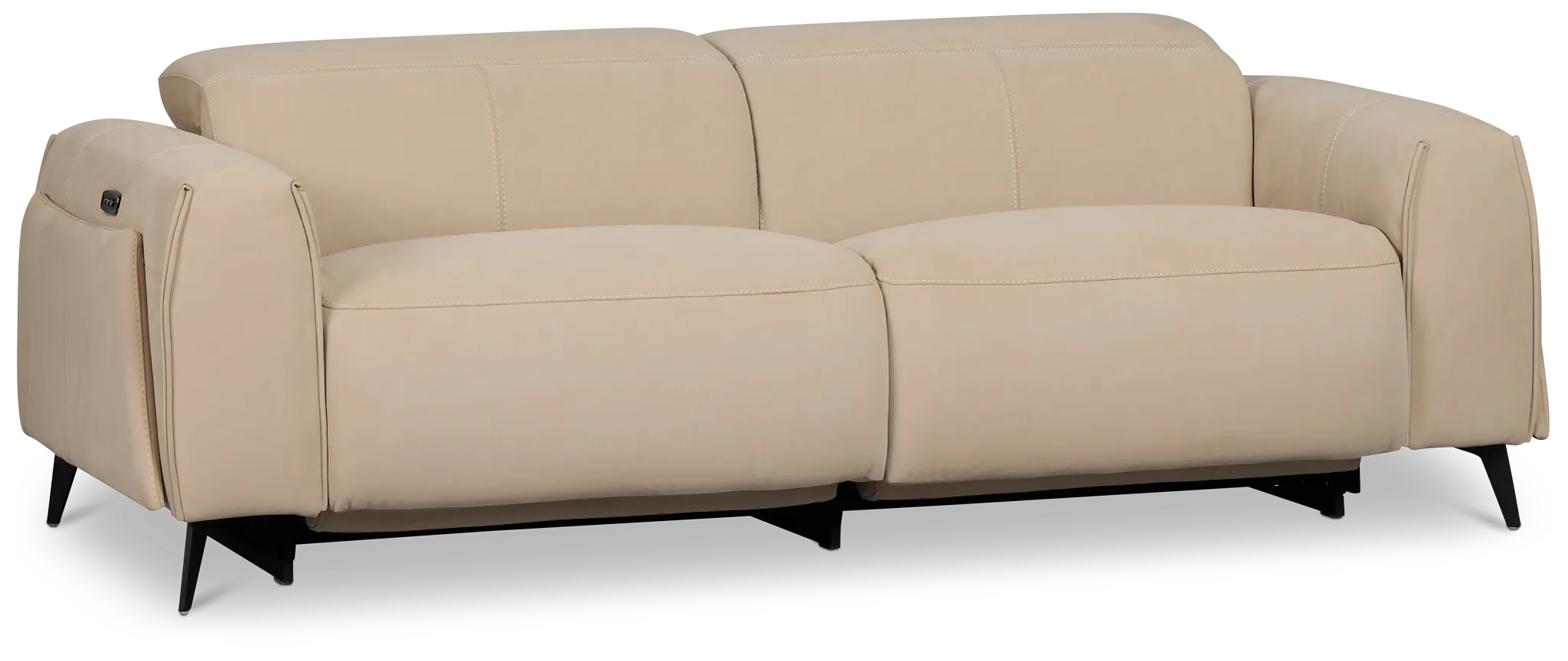 Reyna Beige Micro Power Reclining Loveseat