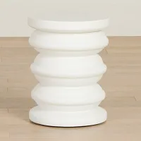 Layla White Round End Table