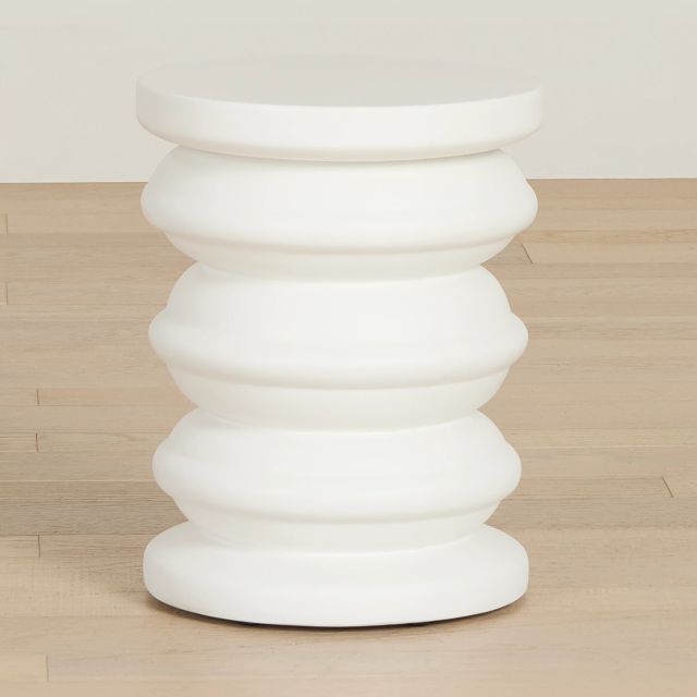 Layla White Round End Table