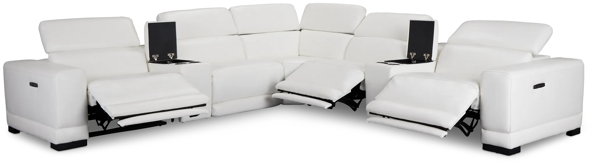 Lombardy White Micro Large Triple Power Reclining Two-arm Sectional
