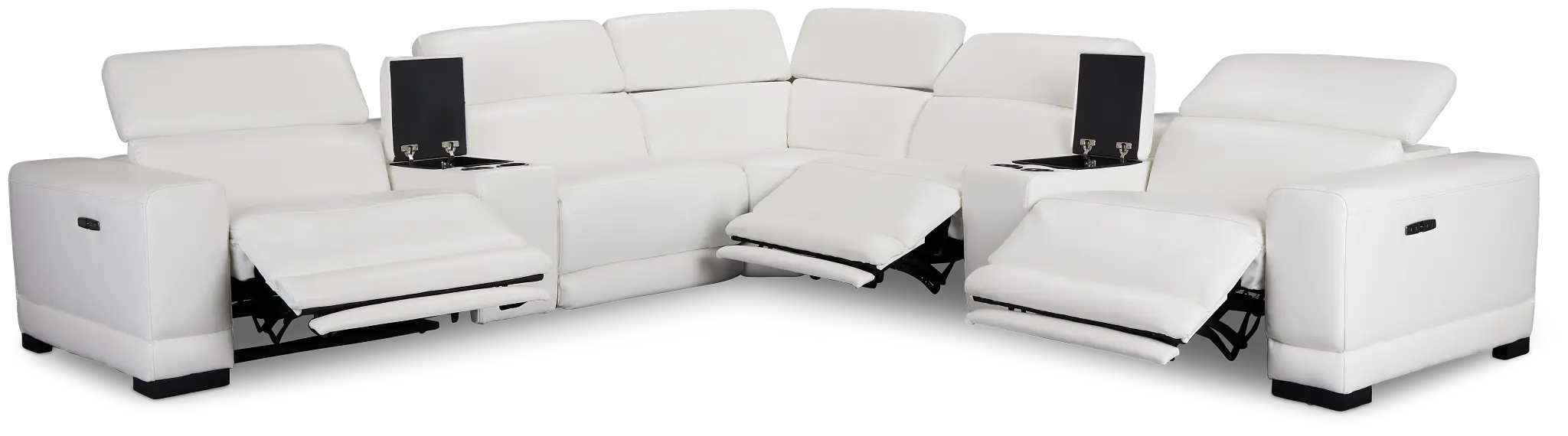 Lombardy White Micro Large Triple Power Reclining Two-arm Sectional Lombardy White Micro Large Triple Power Reclining Two-arm Sectional