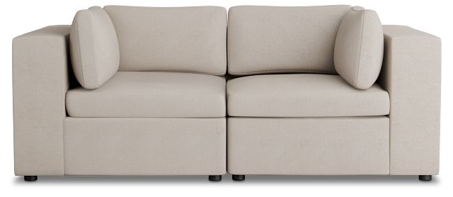 Destin Sutton Beige Fabric 2 Piece Modular Sofa
