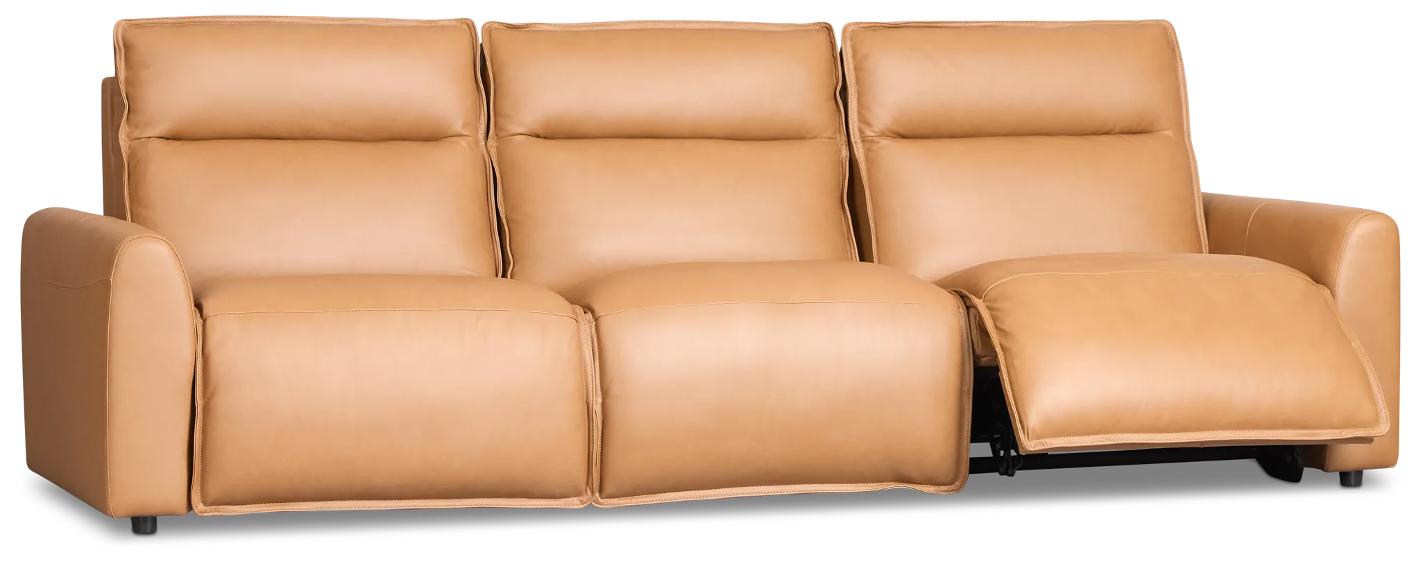 Edison Medium Brown Leather/Vinyl 3-piece Modular Power Sofa
