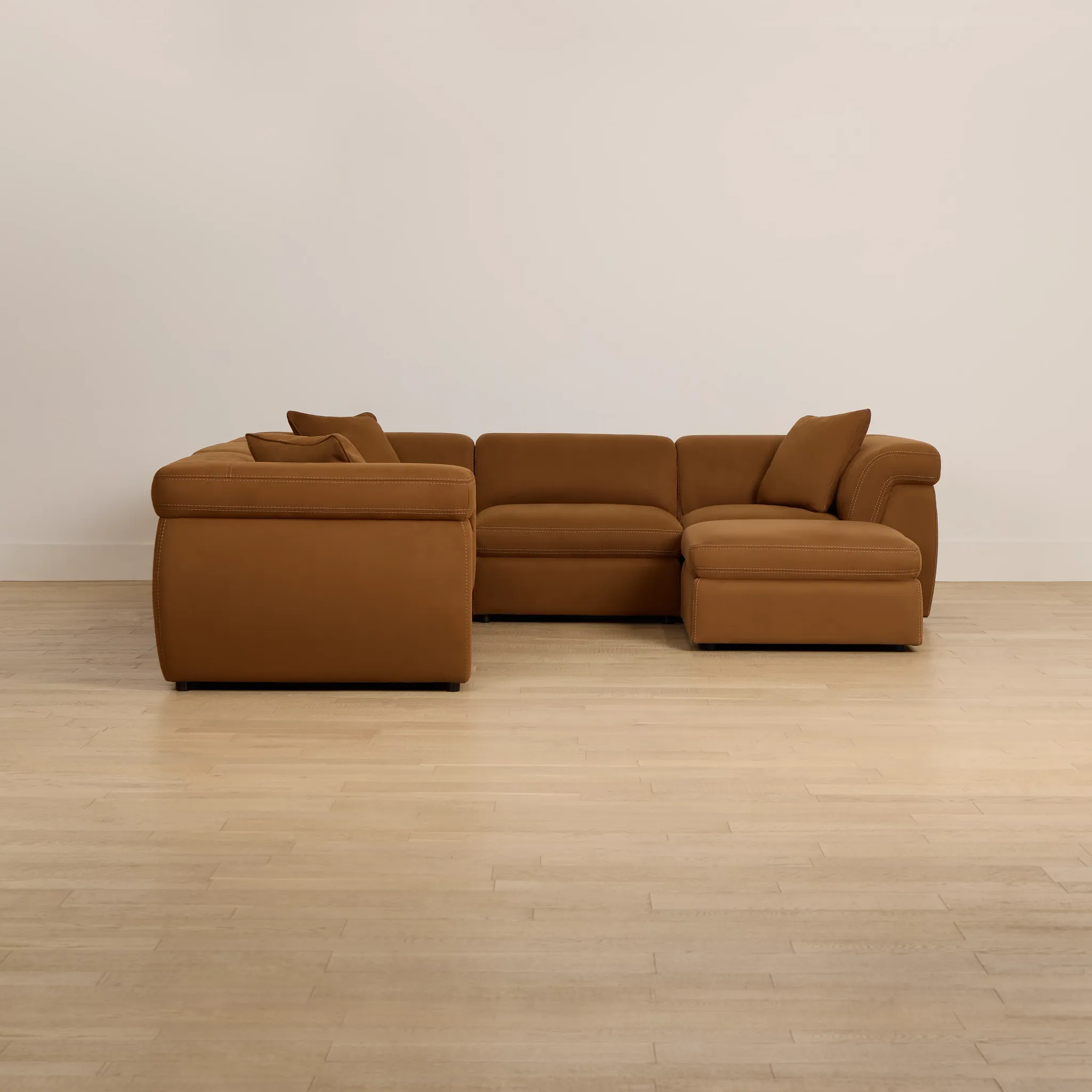 Aria Medium Brown Micro Immersive 5-piece Bumper Sectional W/1 Speaker