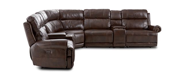 Hunter Dark Brown Micro Large Dual Power Reclining Two-arm Sectional