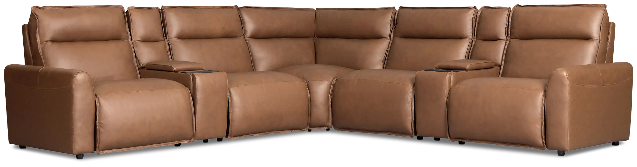 Edison Dark Brown Leather/vinyl Large Dual Power Reclining 2-arm Sectional