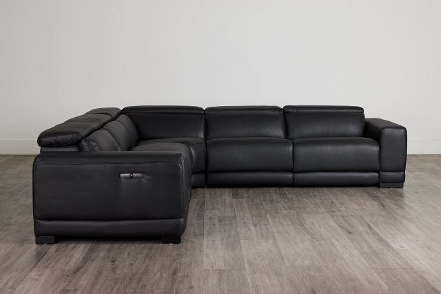 Lombardy Black Micro Small Two-arm Power Reclining Sectional