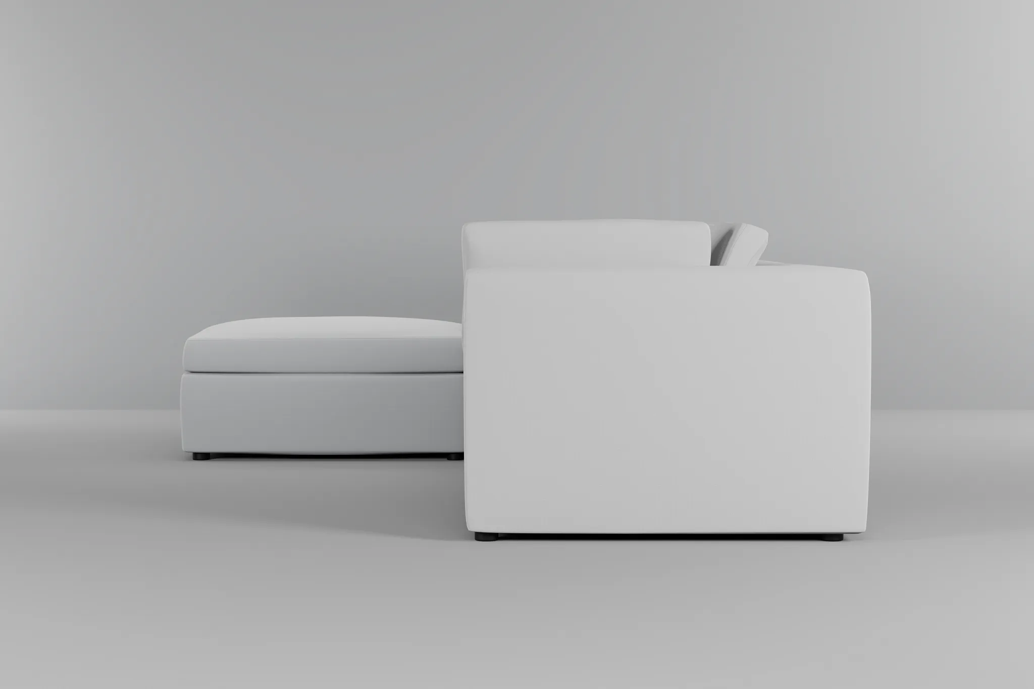 Destin Suave White Fabric 4-piece Bumper Sectional