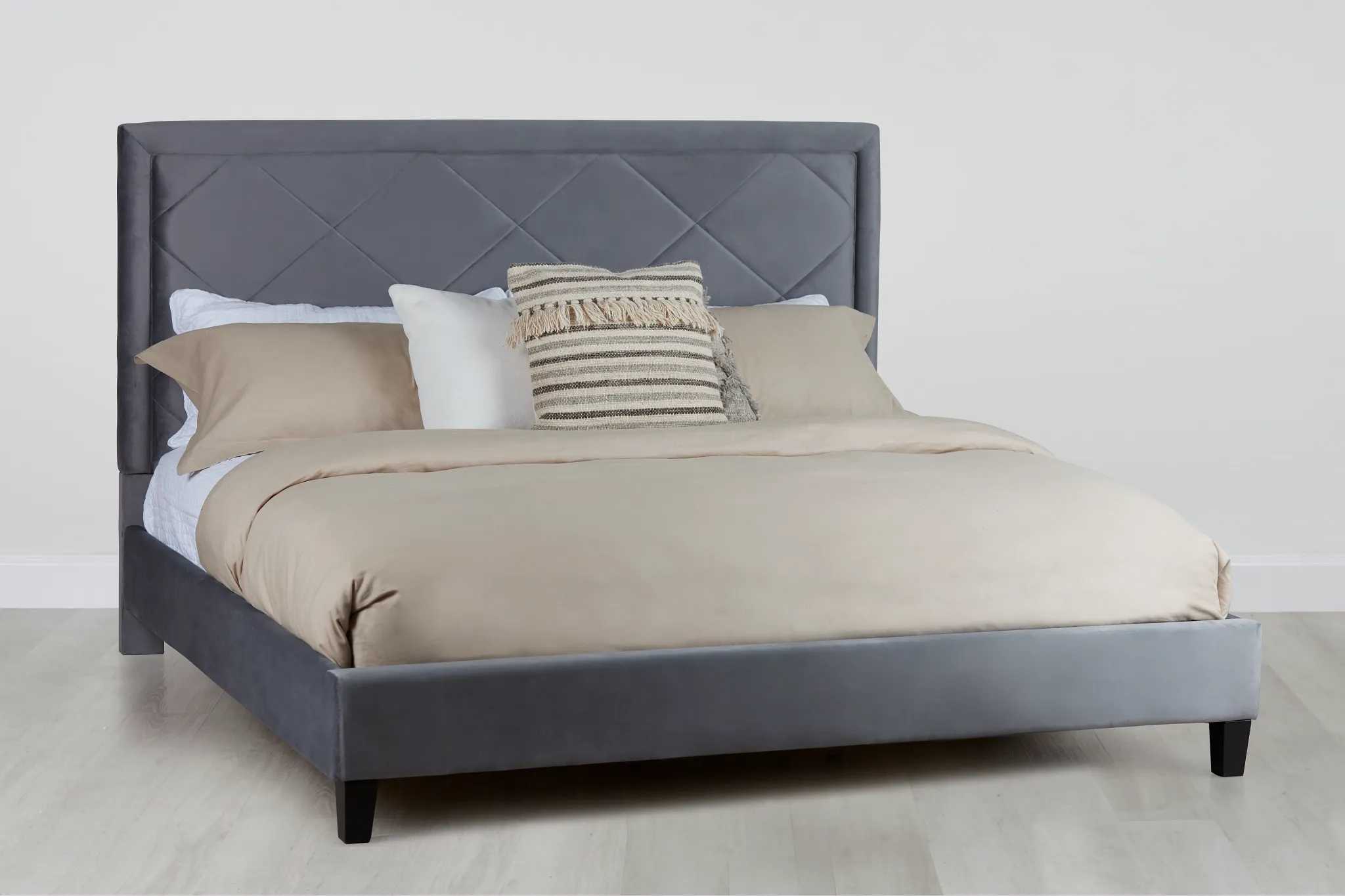 Collin Dark Gray Velvet Platform Bed