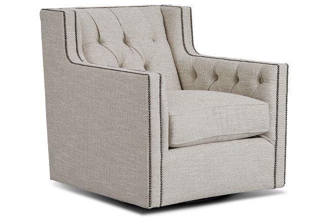 Candace Beige Fabric Swivel Chair