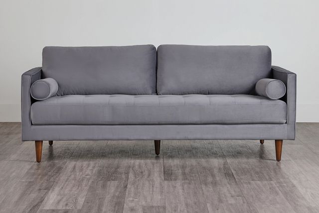 Luna Gray Velvet Sofa