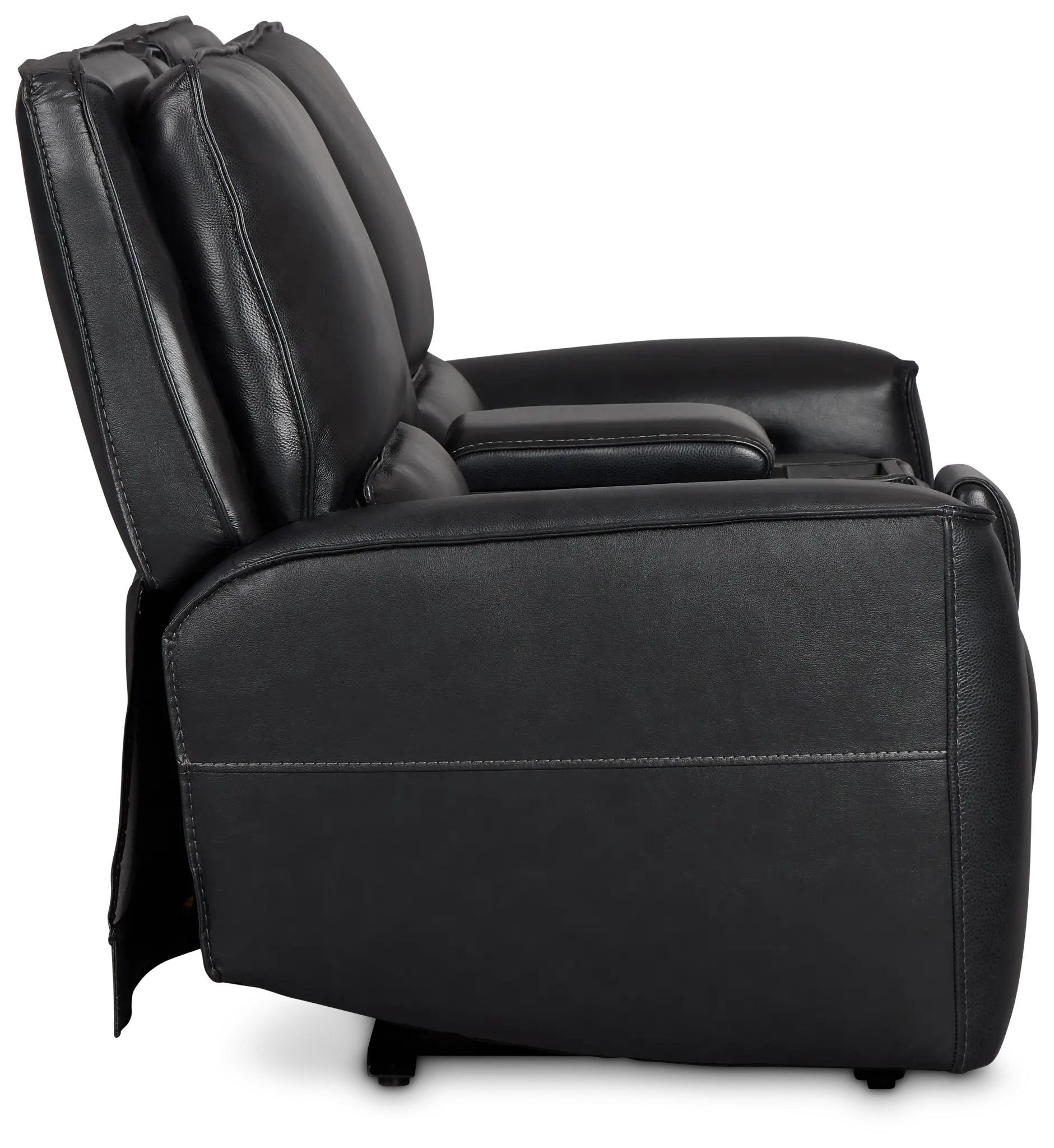 Miles Black Lthr/vinyl 3-piece Dual Power Modular Sofa With Console Miles Black Lthr/vinyl 3-piece Dual Power Modular Sofa With Console