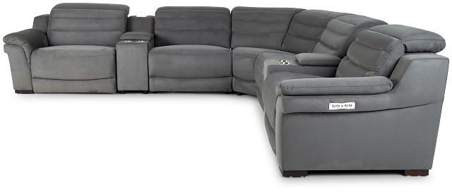 Sentinel Dark Gray Micro Large Dual Power Sectional With Music Console