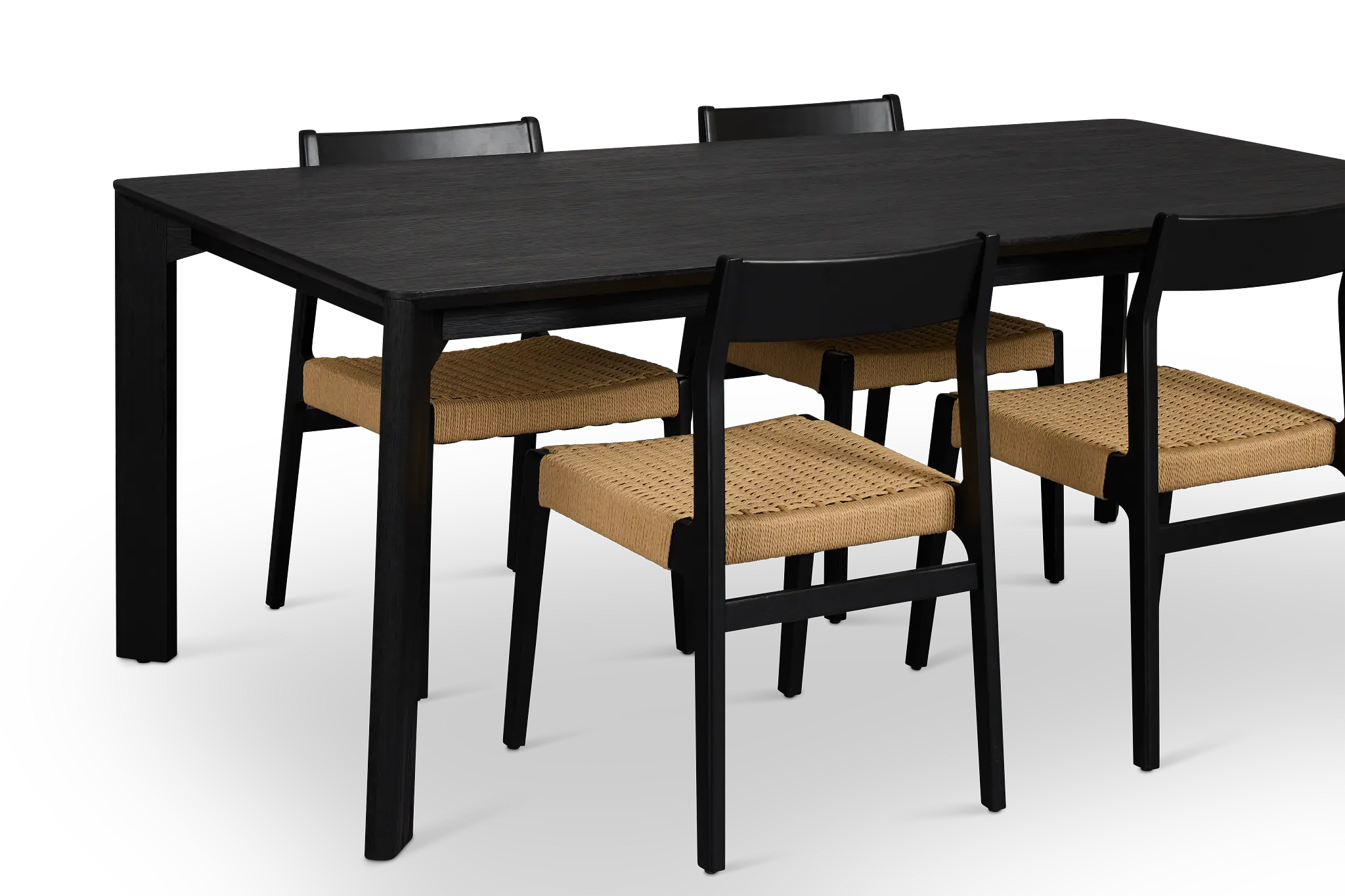 Santorini Black Rect Table & 4 Woven Chairs Santorini Black Rect Table & 4 Woven Chairs