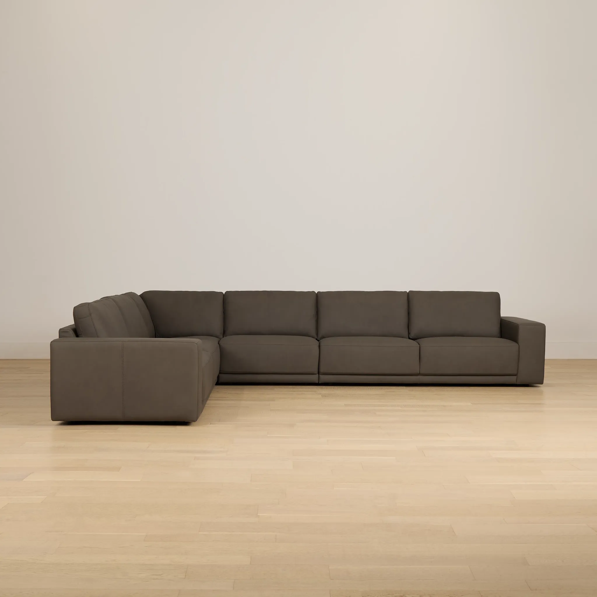 Kellan Dark Gray Leather Medium Two-arm Sectional