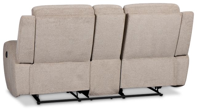 Walker Beige Fabric Reclining Console Loveseat