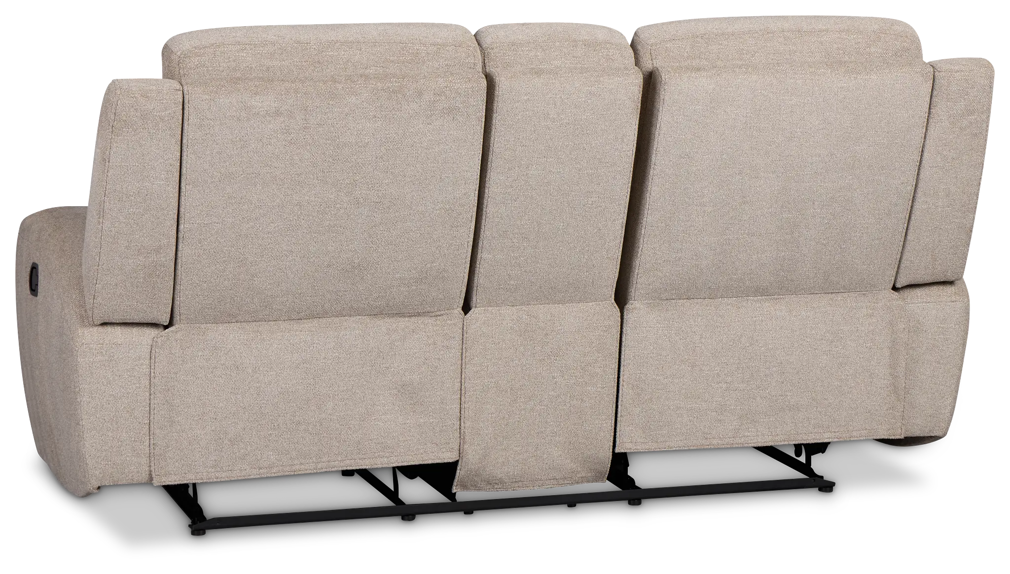 Walker Beige Fabric Reclining Console Loveseat Walker Beige Fabric Reclining Console Loveseat
