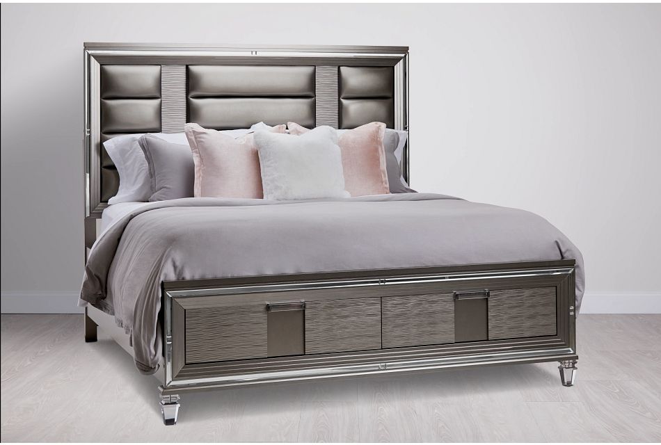 Vegas Gray Platform Storage Bed, King