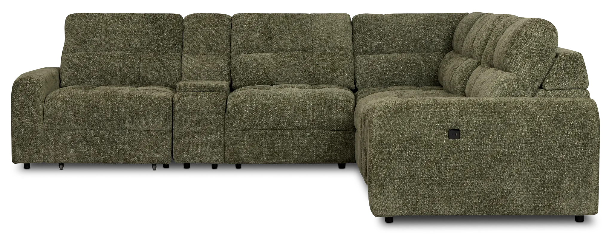 Hendrix Green Fabric Large Tri Power 2 Arm Extension Chaise Sectional