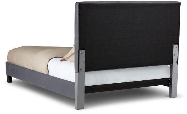 Collin Dark Gray Velvet Platform Bed (4)