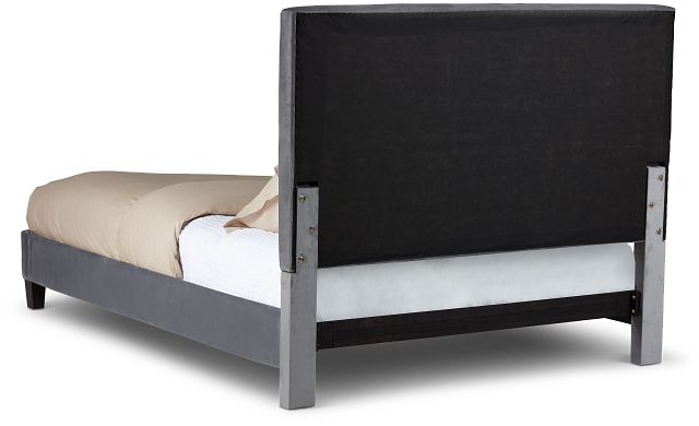 Collin Dark Gray Velvet Platform Bed