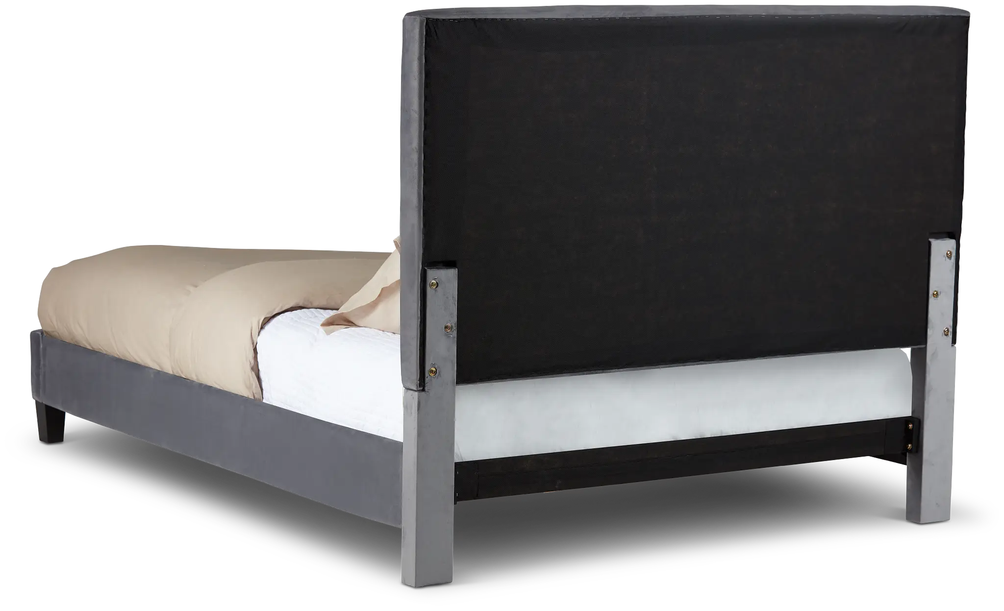 Collin Dark Gray Velvet Platform Bed Collin Dark Gray Velvet Platform Bed