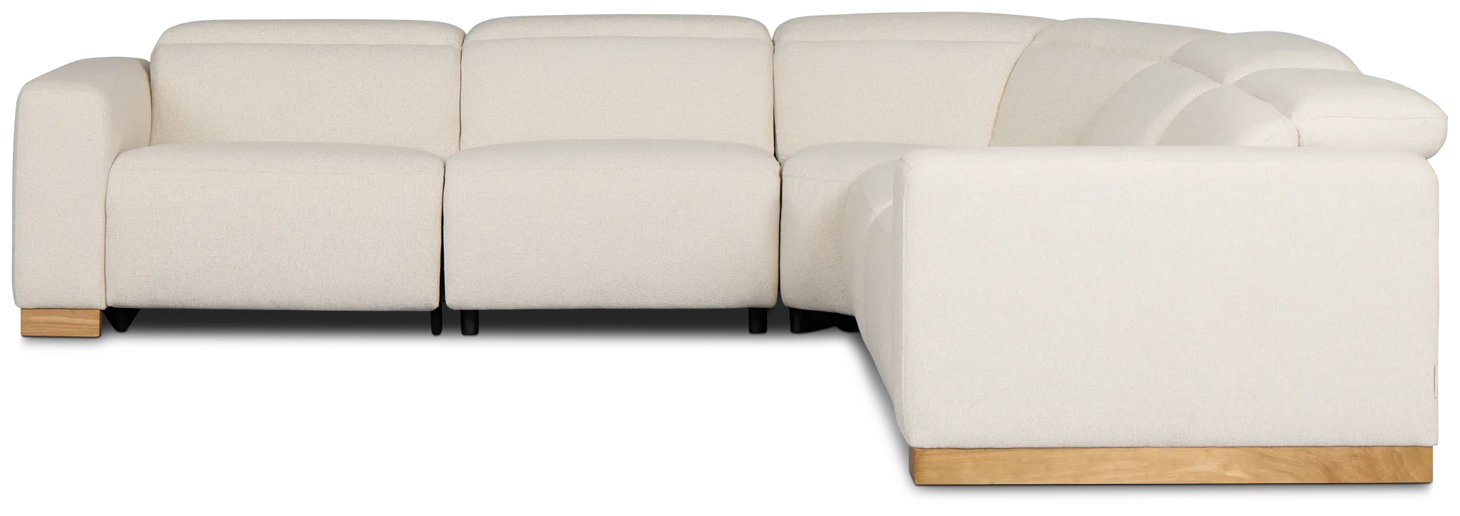 Leona Light Beige Fabric Small Dual Power Reclining Two-arm Sectional