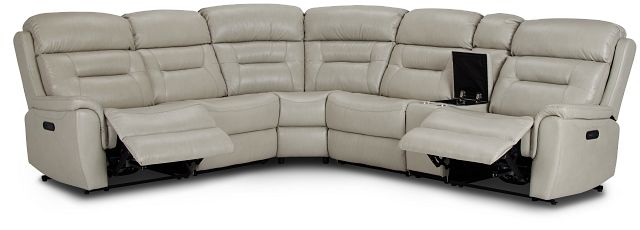 Toby Light Gray Micro Medium Dual Power 2-arm Reclining Sectional