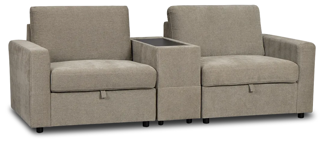 Addie Gray Fabric 2-piece Modular Storage Sofa With Console