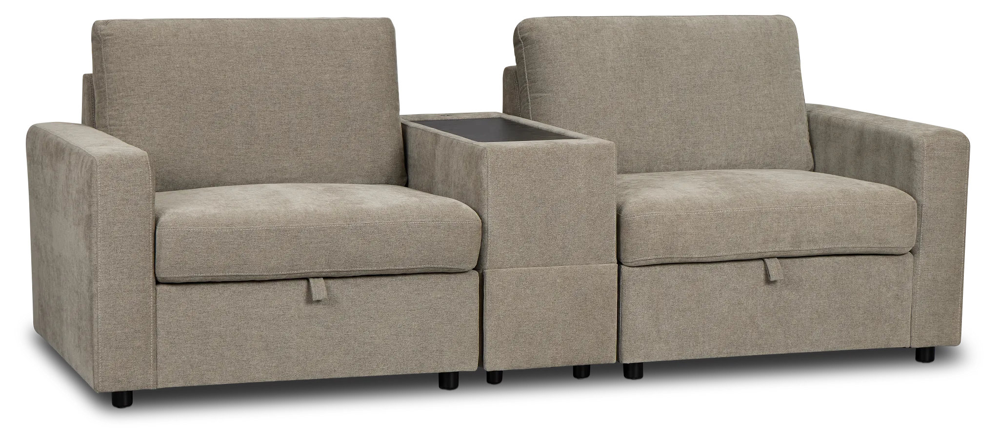 Addie Gray Fabric 2-piece Modular Storage Sofa With Console