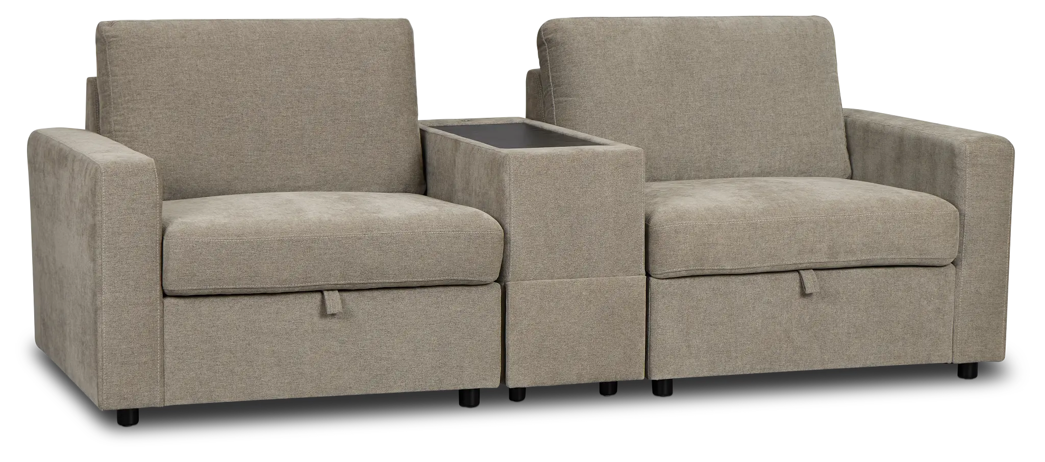 Addie Gray Fabric 2-piece Modular Storage Sofa With Console Addie Gray Fabric 2-piece Modular Storage Sofa With Console