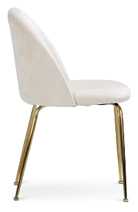 Capri Ivory Velvet Upholstered Side Chair W/ Gold Legs