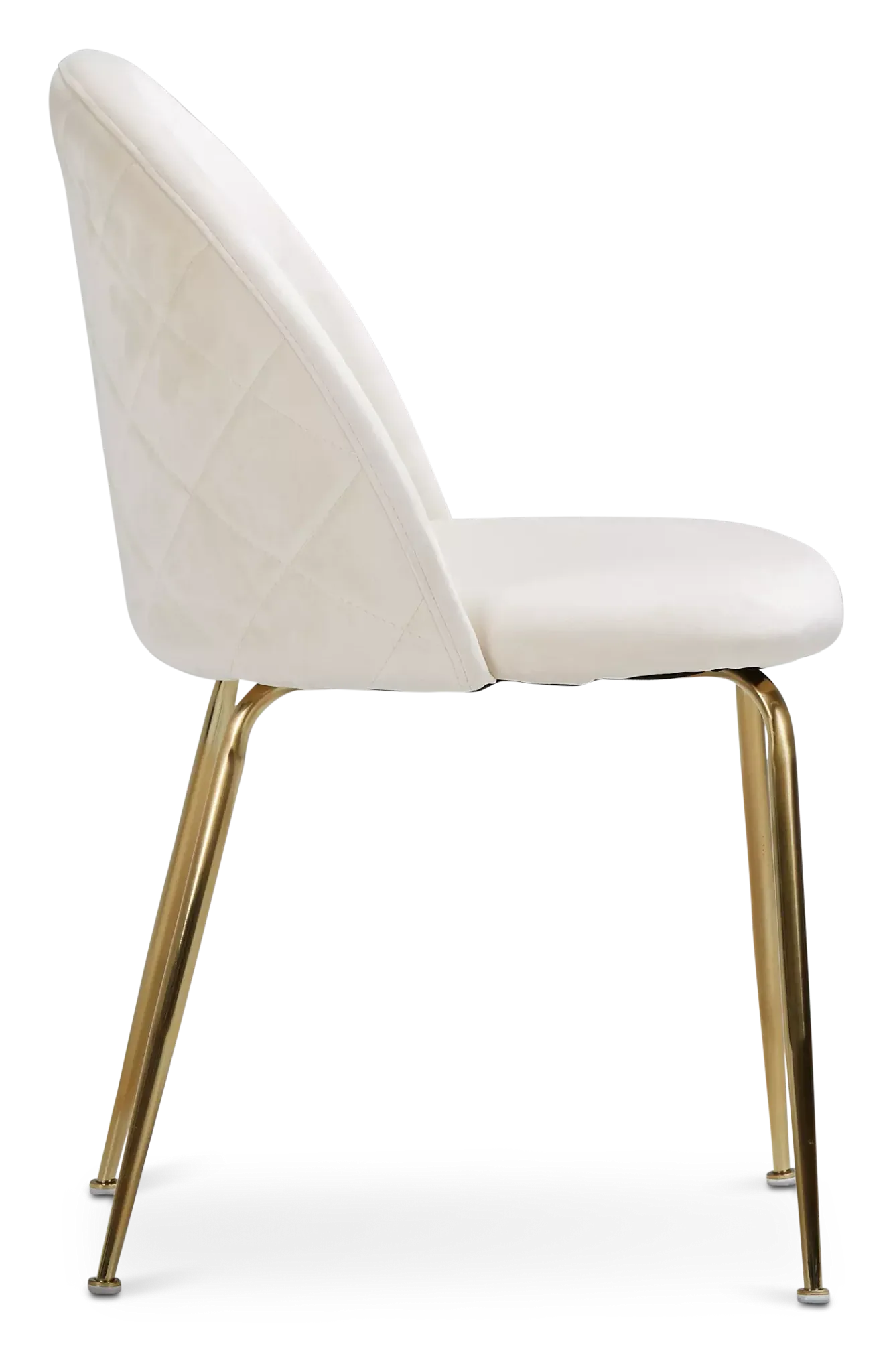 Capri Ivory Velvet Upholstered Side Chair W/ Gold Legs