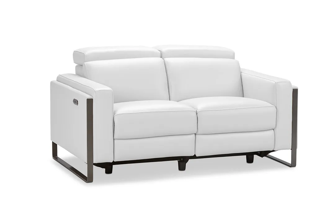 Atlas White Lthr/vinyl Power Reclining Loveseat