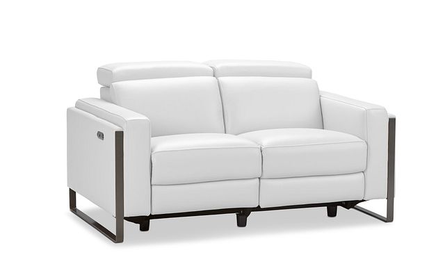 Atlas White Lthr/vinyl Power Reclining Loveseat