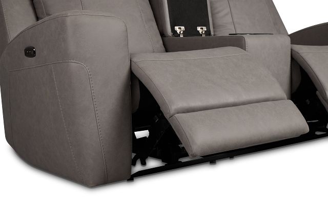 Colton Light Gray Micro Power Reclining Console Loveseat W/ Power Headrest