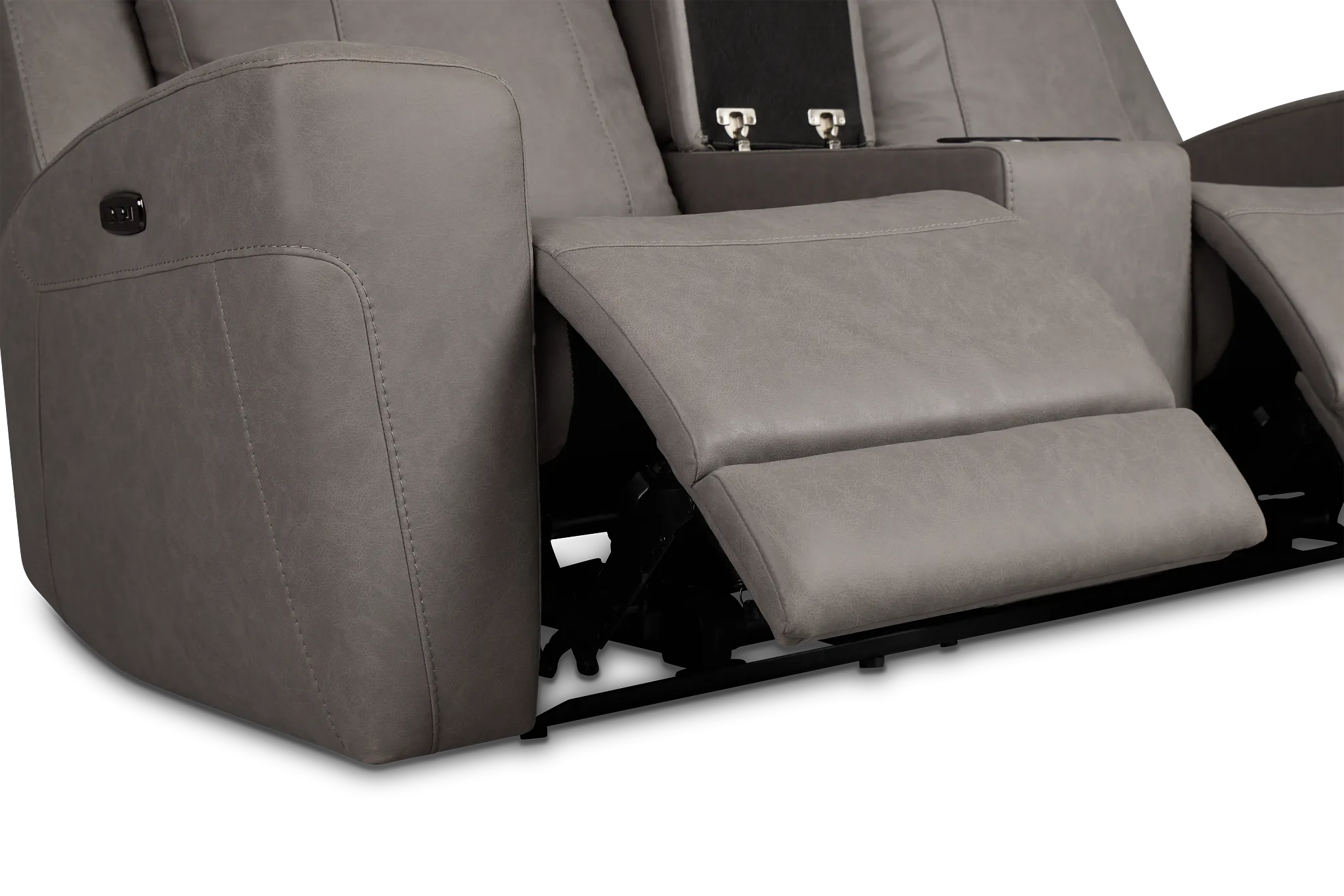 Colton Light Gray Micro Power Reclining Console Loveseat W/ Power Headrest